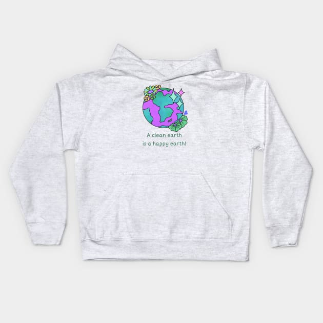 A clean earth is a happy earth! Kids Hoodie by SUNWANG